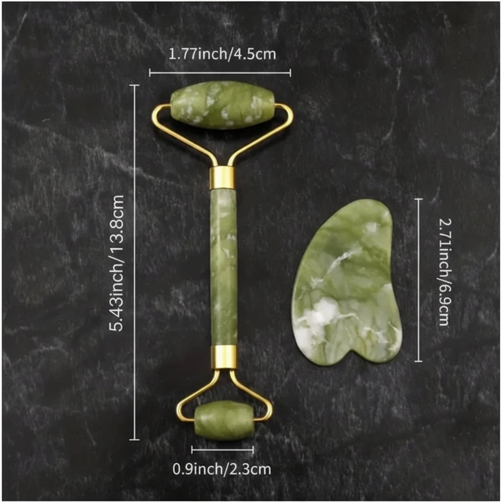 Gua Sha Stone Set Jade Roller & Facial Massage Board.