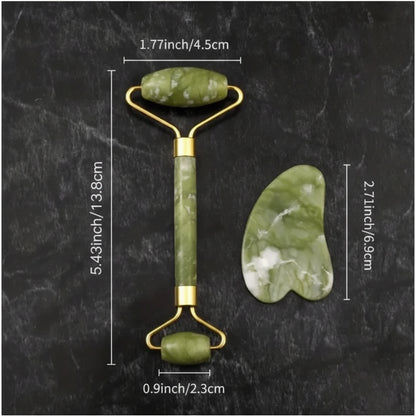 Gua Sha Stone Set Jade Roller & Facial Massage Board.