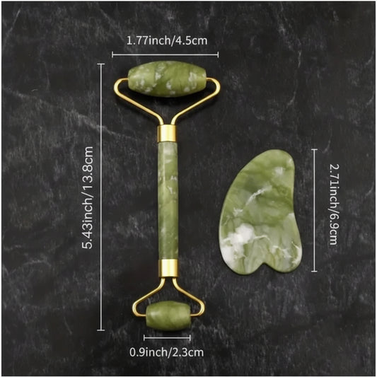 Gua Sha Stone Set Jade Roller & Facial Massage Board.