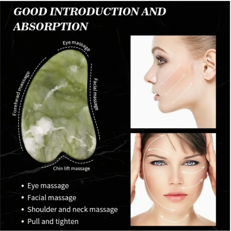 Gua Sha Stone Set Jade Roller & Facial Massage Board.